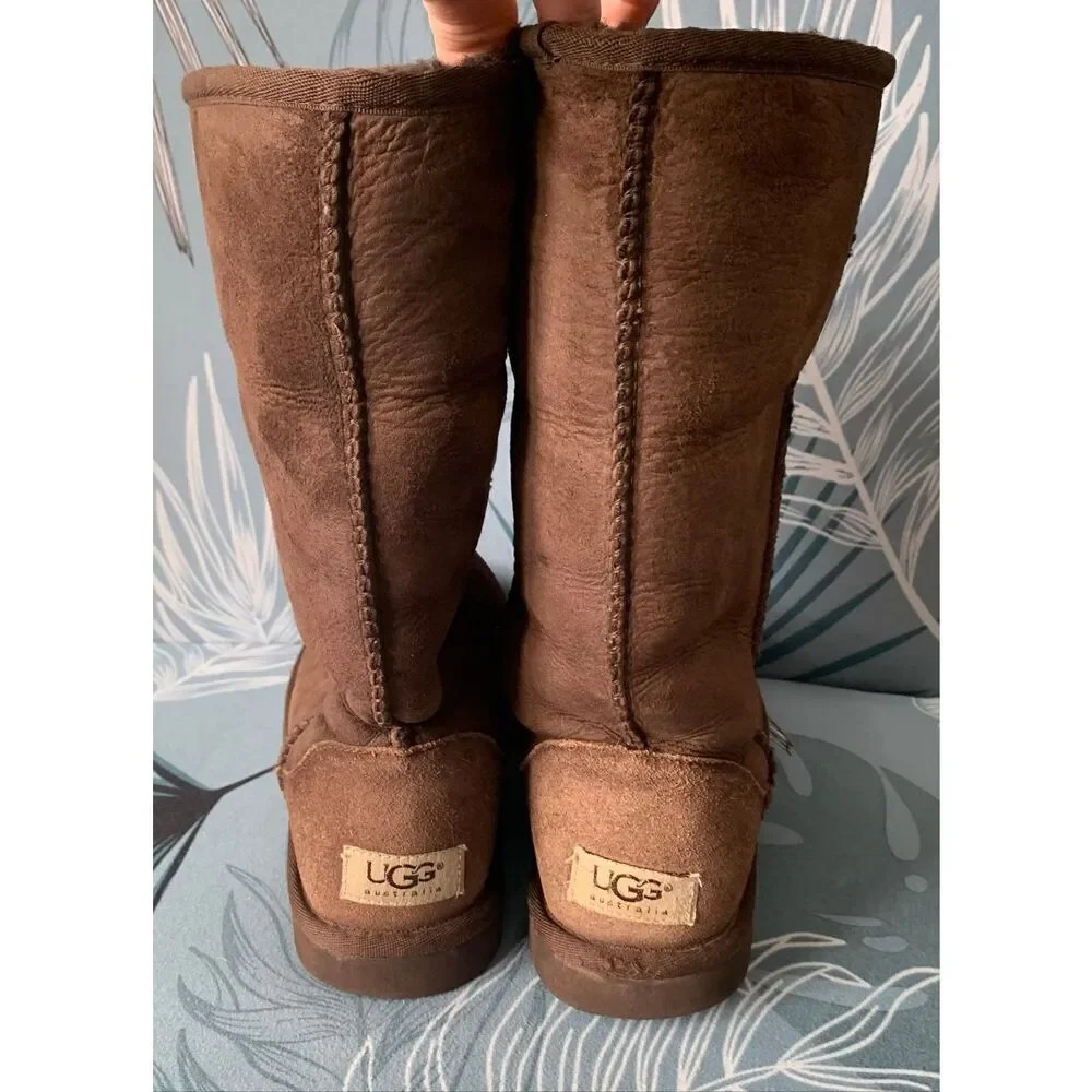 UGG Classic Tall brown Suede Shearling Sheepskin Boots womens 5